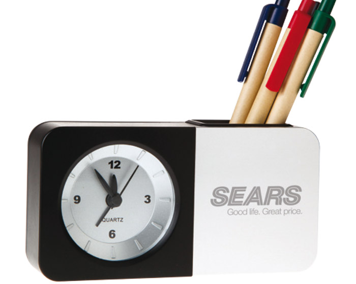 RELOJ DE ESCRITORIO CON ALARMA Y LAPICERA C290